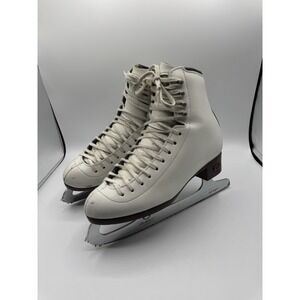 Riedell Figure Skates Size 5 White Ice Skating Leather 133 Wide Quest Onyx